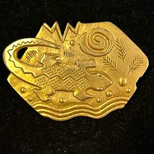 Vintage Absract Southwestern 1988 JJ Lizard Brooch
